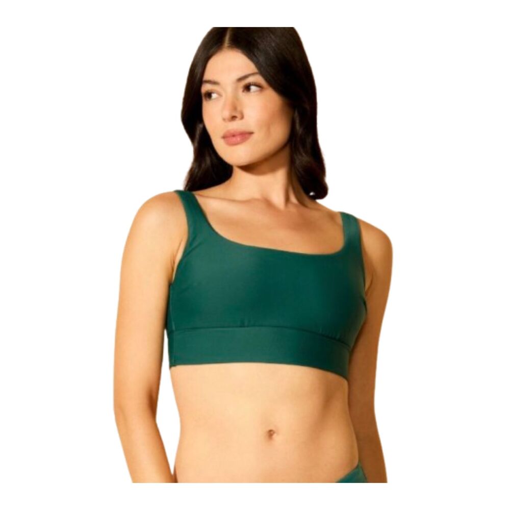 Shade & Shore NWT Green Scoop Neck Longline Bikini Top Size M